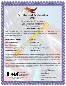 fda registration certificate