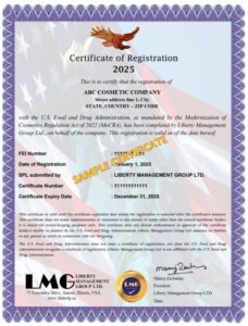 cosmetic registration - FDA certificate